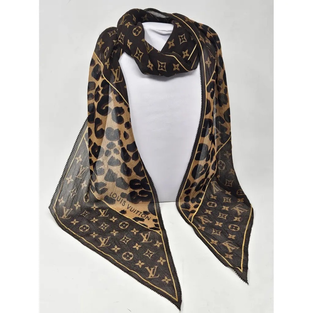Louis Vuitton Monogram Leopard Print Silk Scarf - Bandeau Scarf